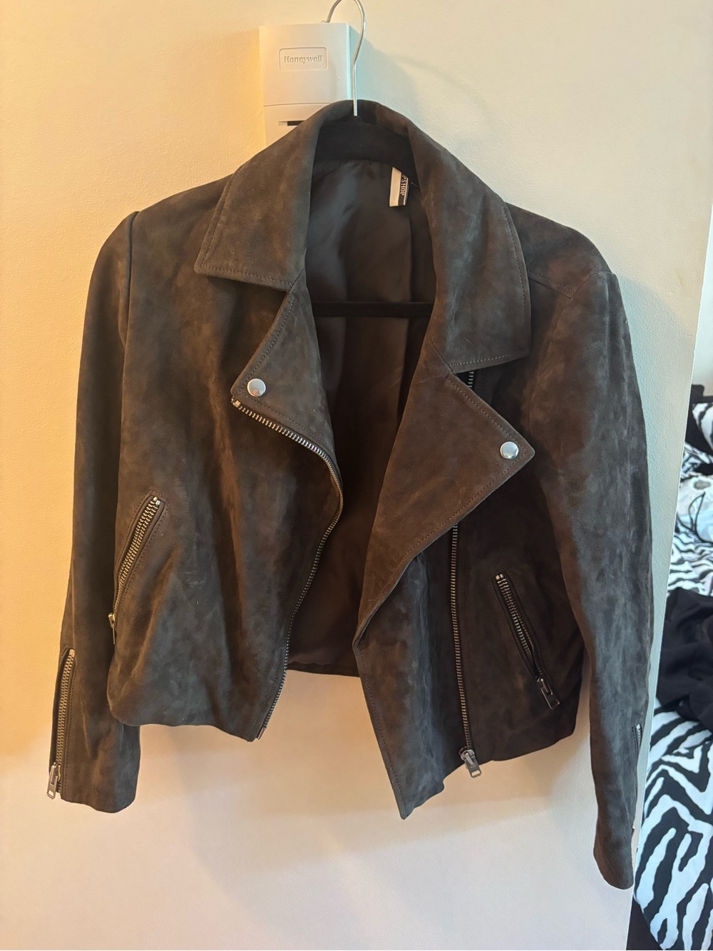 Topshop real suede grey biker jacket